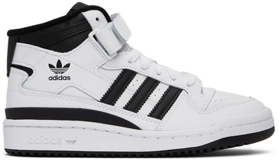 Adidas Originals Kids White & Black Forum Mid Big Kids Trainers In White,black