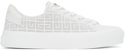 Givenchy City Court Monogram Perforated Leather Sneakers In White