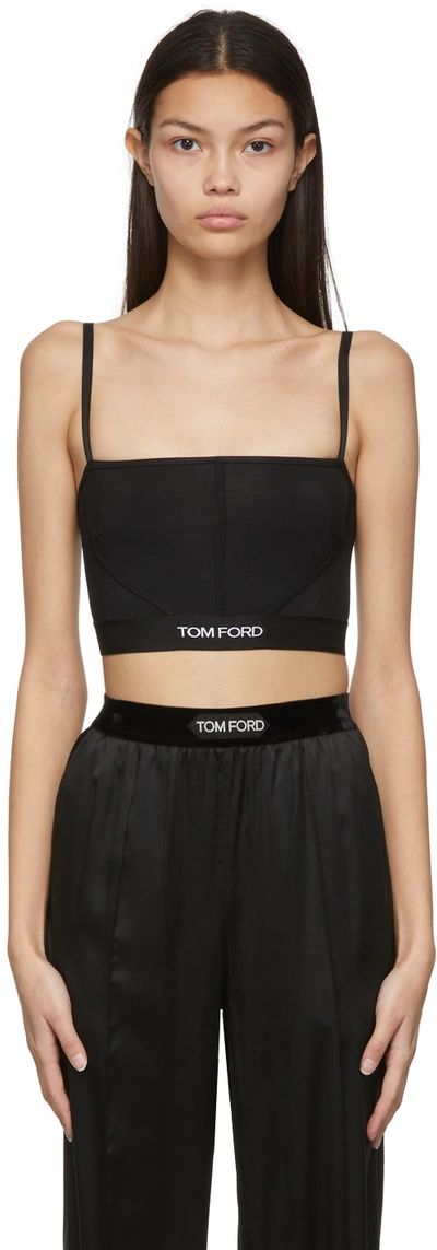 Tom Ford Logo织带文胸式上衣 In Black