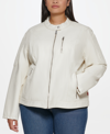 Levi's Plus Size Faux Leather Motocross Racer Jacket In Oyster