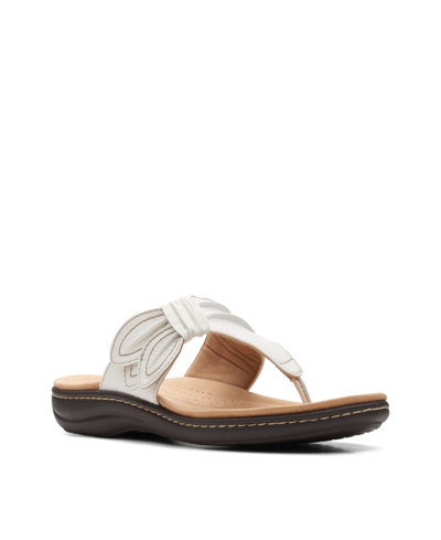 Clarks Women's Laurieann Rae Slip-on Thong Sandals Women's Shoes In White Leather