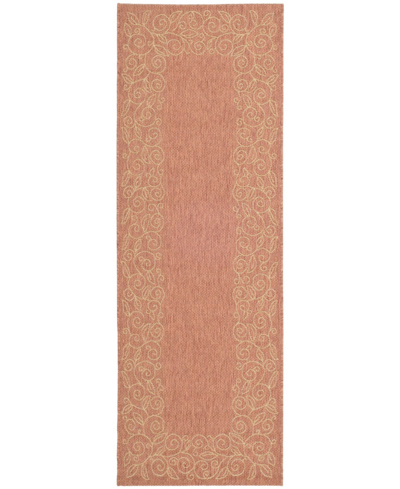 Safavieh Courtyard Cy5139 Terracotta And Beige 2'7" X 8'2" Runner Outdoor Area Rug In Red