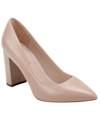 Marc Fisher Zala Block Heel Pointy Toe Pump In Light Natural In Light Natural Faux Leather
