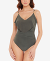 Magicsuit Isabel Slimming Ruffled Underwire One-piece Swimsuit Women's Swimsuit In Military Green