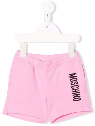 Moschino Babies' Logo印花运动短裤 In Pink