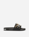 DOLCE & GABBANA RUBBER BEACHWEAR SLIDERS WITH EMBROIDERY