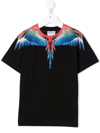 Marcelo Burlon County Of Milan Black T-shirt For Boy With Iconic Red And Blue Wings In Black