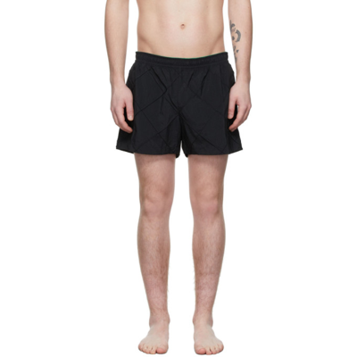 Bottega Veneta Slim-fit Short-length Intrecciato Swim Shorts In Black