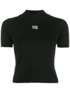 Alexander Wang Logo Patch Stretch Jersey T-shirt In Black