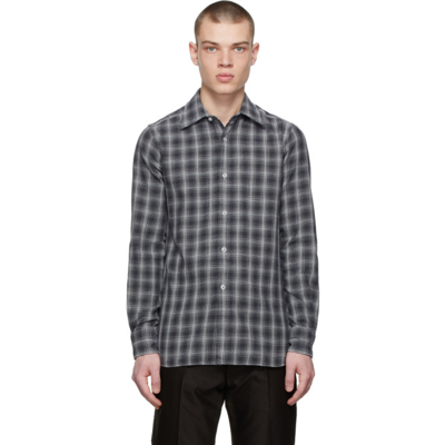Tom Ford Black Cotton Leisure Check Shirt In 3ft515 Black