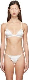 Fleur Du Mal Off-white Luxe Triangle Bra In 0300 Ivory