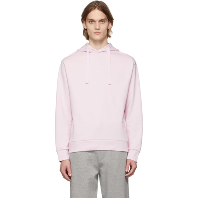 Apc Logo Print Cotton Hoodie In Pale Pink