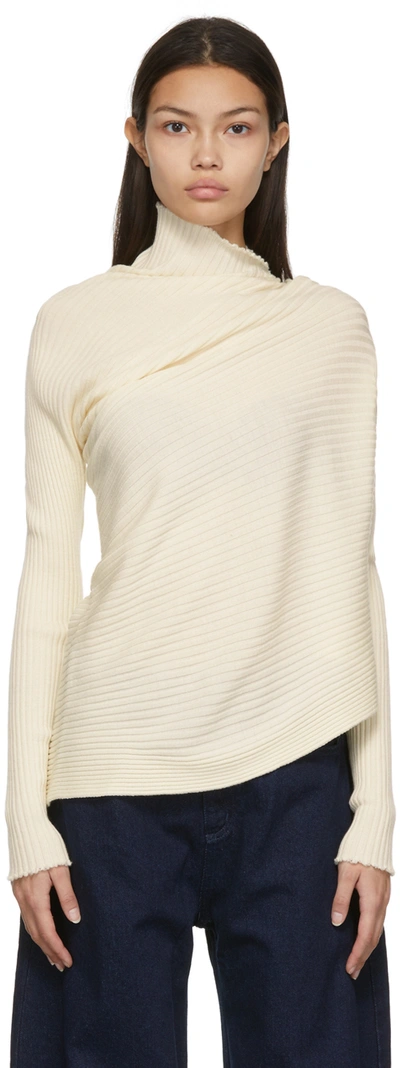 Marques' Almeida Recycled Cotton Knit Turtleneck Sweater In Neutrals