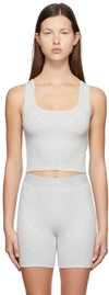 Skims Grey Cotton 2.0 Rib Tank Top In Light Heather Grey