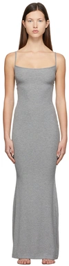 Skims Gray Soft Lounge Long Slip Maxi Dress In Heather Grey