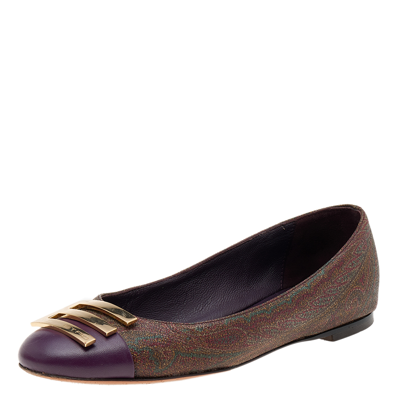 Pre-owned Etro Multicolor Paisley Printed Coated Canvas And Leather Ballet Flats Size 36