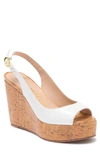 Stuart Weitzman Riviera Slingback Platform Wedge Sandal In White