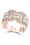 Effy 14k Rose Gold Baguette Cut Diamond Scalloped Band Ring In White