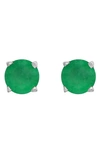 Effy 14k White Gold Natural Emerald Stud Earrings In Green