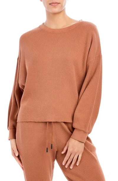 Sage Collective Delilah Waffle Knit Pullover In Almond