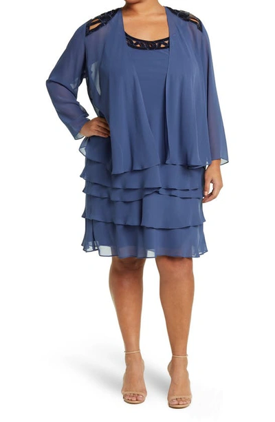 Slny Layered Sequin Dress & Jacket In Wed