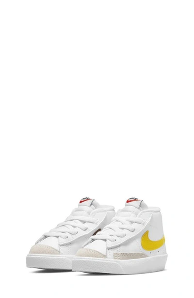 Nike Kids' Blazer Mid '77 Sneaker In White/summit White/signal Blue/light Lemon Twist