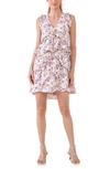 Endless Rose Floral Sleeveless Ruffle Minidress In Beige