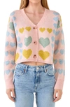 Free The Roses Pastel Heart Cardigan Sweater In Multi