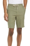 Vince Khaki Lightweight Hemp Shorts In Feathergrass