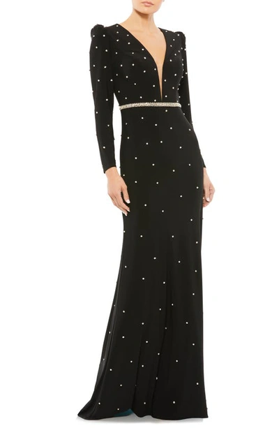Mac Duggal Women's Ieena Plunge Neck Puff Sleeve Cut Out Gown In Black ...