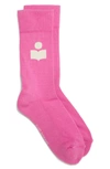 Isabel Marant Logo Intarsia Ribbed Socks In Pink