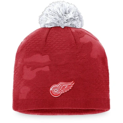 Fanatics Women's  Red, White Detroit Red Wings Authentic Pro Team Locker Room Beanie With Pom