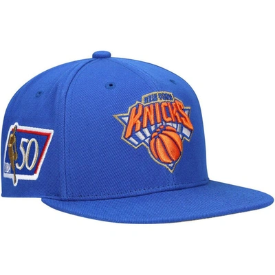 Mitchell & Ness Men's  Blue New York Knicks 50th Anniversary Snapback Hat