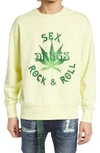 Cult Of Individuality Novelty Crew Neck Fleece Sweatshirt In Lemon