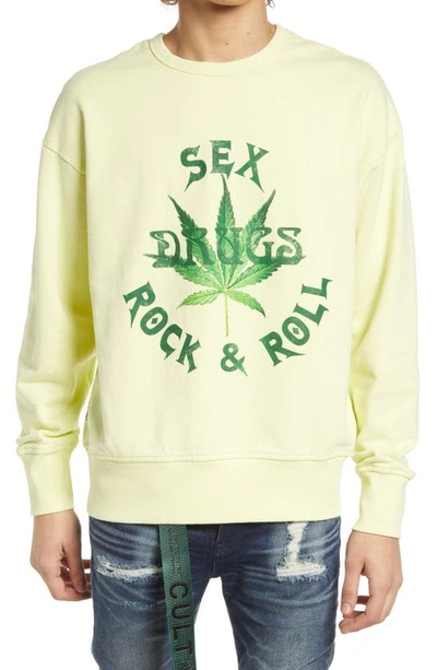 Cult Of Individuality Men's Sex, Drugs, & Rock N Roll Sweatshirt In Lemon