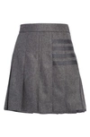Thom Browne Thom Brown 4-bar Split Hem Pleat Wool Miniskirt In Med Grey