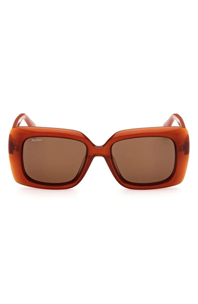 Max Mara 54mm Rectangular Sunglasses In Orange/ Brown