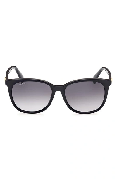 Max Mara 56mm Gradient Round Sunglasses In Black/ Smoke Gradient