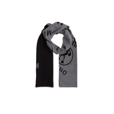 Moschino 莫斯奇诺羊毛混纺徽标提花简约个性双色中性围巾50055-m5145-015 In Gray
