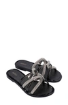 Melissa Shiny Slide Sandal In Black/ Silver