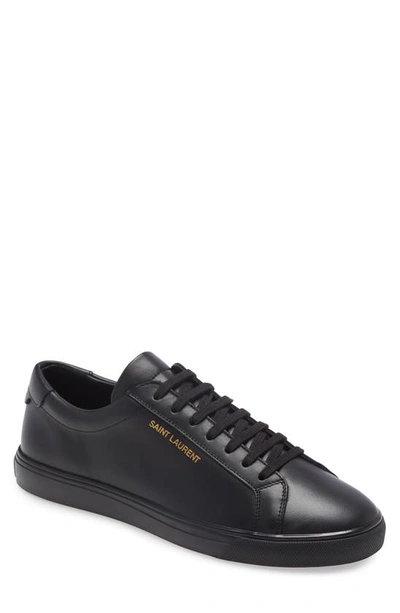 Saint Laurent Andy Leather Sneaker In Black