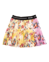 MSGM MULTICOLORED PLEATED SKIRT WITH FLORAL PRINT