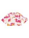 Msgm Kids White T-shirt With Logo And Tie Dye Print In Fantastik