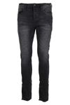Purple Brand Black Five-pocket Style Jeans With Rips Detail In Stretch Cotton Denim Man In Blk Wash Core