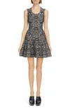 Alaïa Leopard Jacquard Sleeveless Fit & Flare Minidress In 962 Noir/ Ivoire