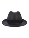Borsalino Curved-brim Straw Hat In Black Black