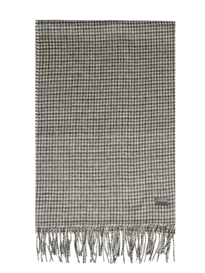 Saint Laurent Fringed Houndstooth Cashmere And Wool-blend Scarf In Neutrals