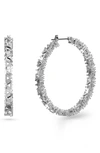 Swarovski Millenia Triangle Cut Hoop Earrings In Rhodium Plated In White