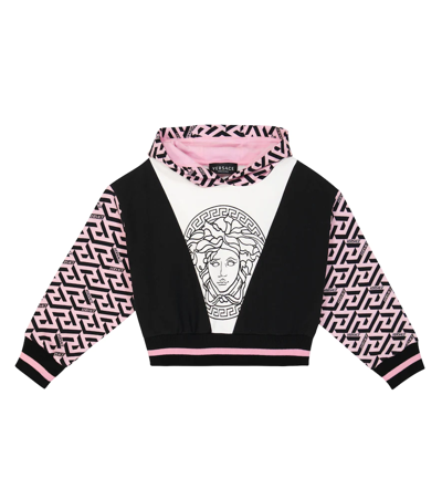 Versace Kids' Printed Cotton Sweatshirt Hoodie In Neutral