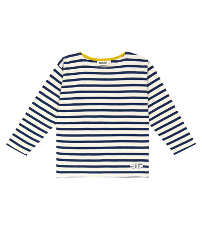 Molo Kids' Striped Organic Cotton T-shirt In Neutrals